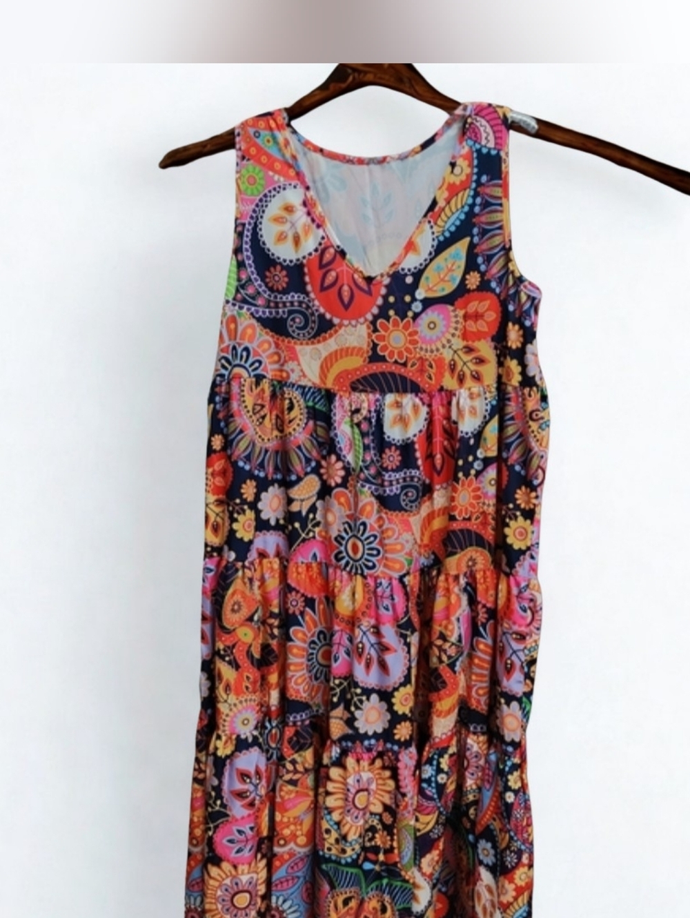 Vibrant Bohemian Sleeveless Maxi Dress SZL (12-14)